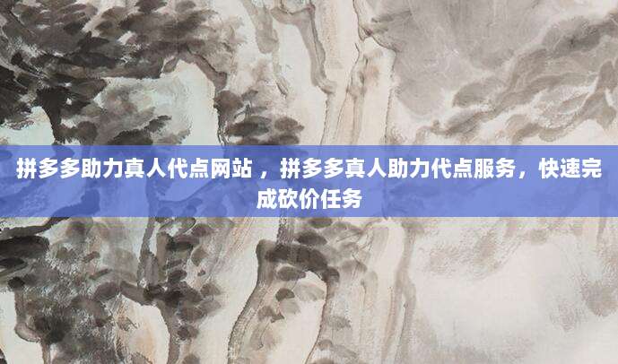 拼多多助力真人代点网站 ,拼多多真人助力代点服务,快速完成砍价任务