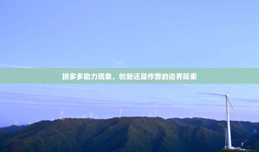 拼多多助力现象，创新还是作弊的边界探索