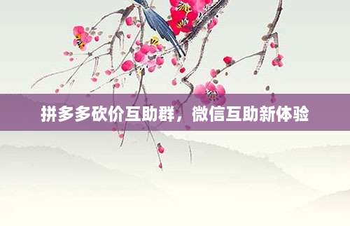 拼多多砍价互助群,微信互助新体验