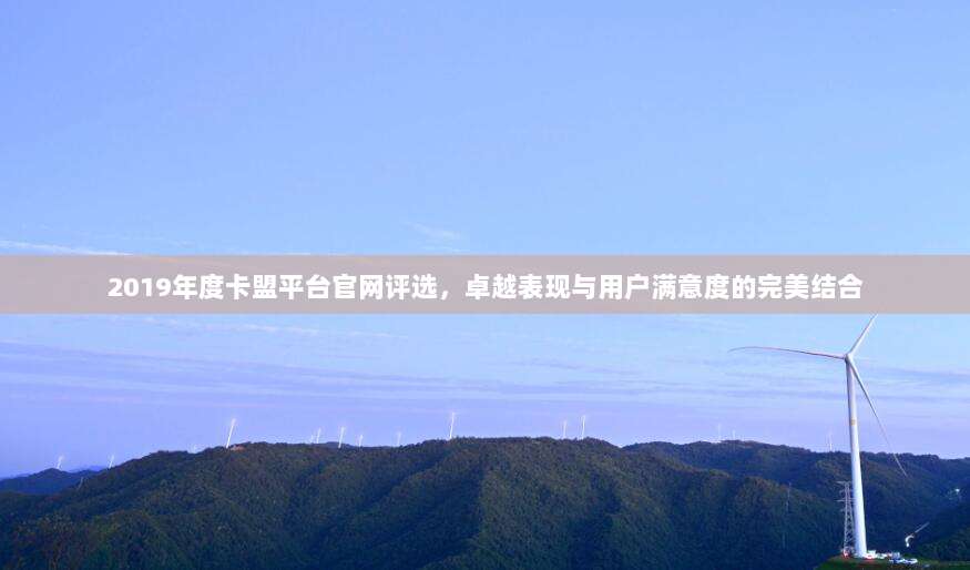 2019年度卡盟平台官网评选,卓越表现与用户满意度的完美结合