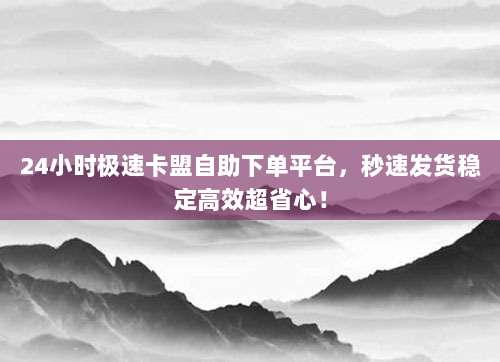 24小时极速卡盟自助下单平台，秒速发货稳定高效超省心！