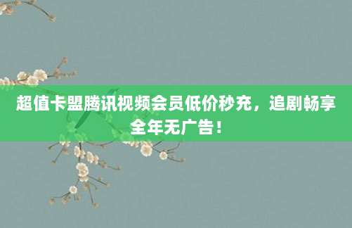超值卡盟腾讯视频会员低价秒充，追剧畅享全年无广告！