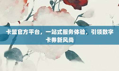 卡盟官方平台，一站式服务体验，引领数字卡券新风尚