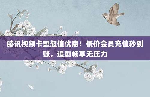 腾讯视频卡盟超值优惠！低价会员充值秒到账，追剧畅享无压力