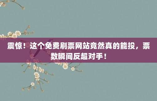 震惊！这个免费刷票网站竟然真的能投，票数瞬间反超对手！