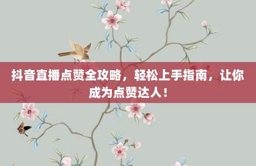 抖音直播点赞全攻略，轻松上手指南，让你成为点赞达人！