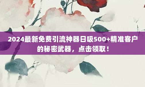 2024最新免费引流神器日吸500+精准客户的秘密武器，点击领取！