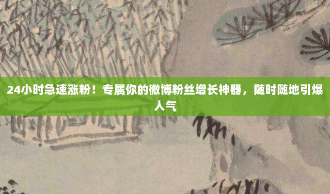 24小时急速涨粉!专属你的微博粉丝增长神器,随时随地引爆人气