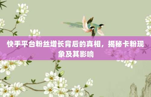 快手平台粉丝增长背后的真相,揭秘卡粉现象及其影响