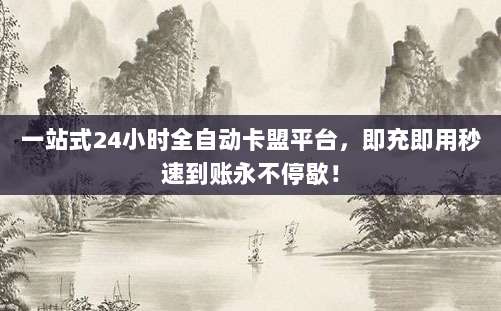 一站式24小时全自动卡盟平台，即充即用秒速到账永不停歇！